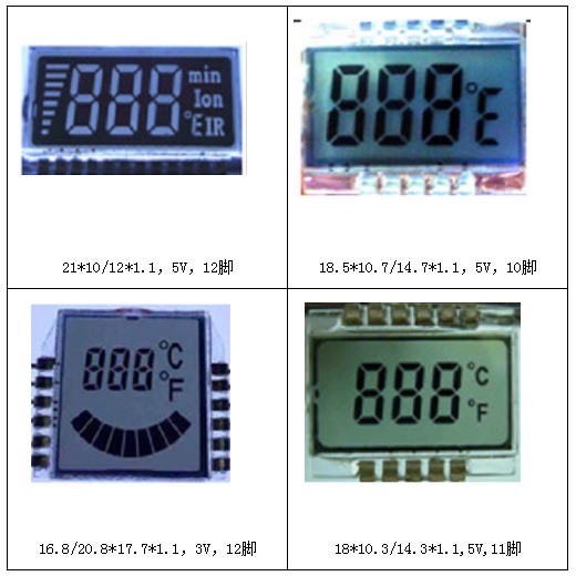 Hair straightener LCD LCD screen TN segment code display VA black and white screen